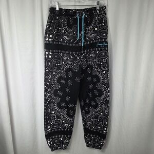 Missguided Jogger Pants Womens 6 Black Paisley Sean John Cuffed Elastic Waist